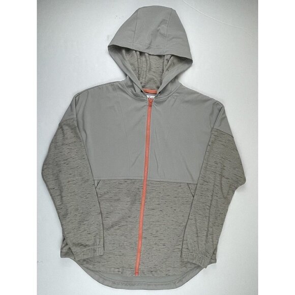 Columbia Hooded Lightweight Jacket Women’s M Knit Poly Overlay  Gray Activewear - Picture 1 of 13